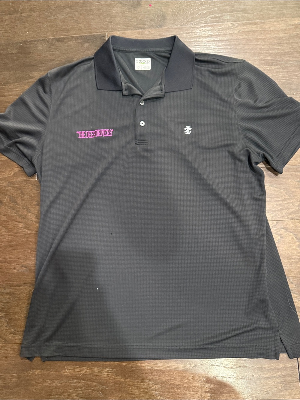 IZOD Golf men's short-sleeve polo shirt, charcoal/dark gray grid pattern XL